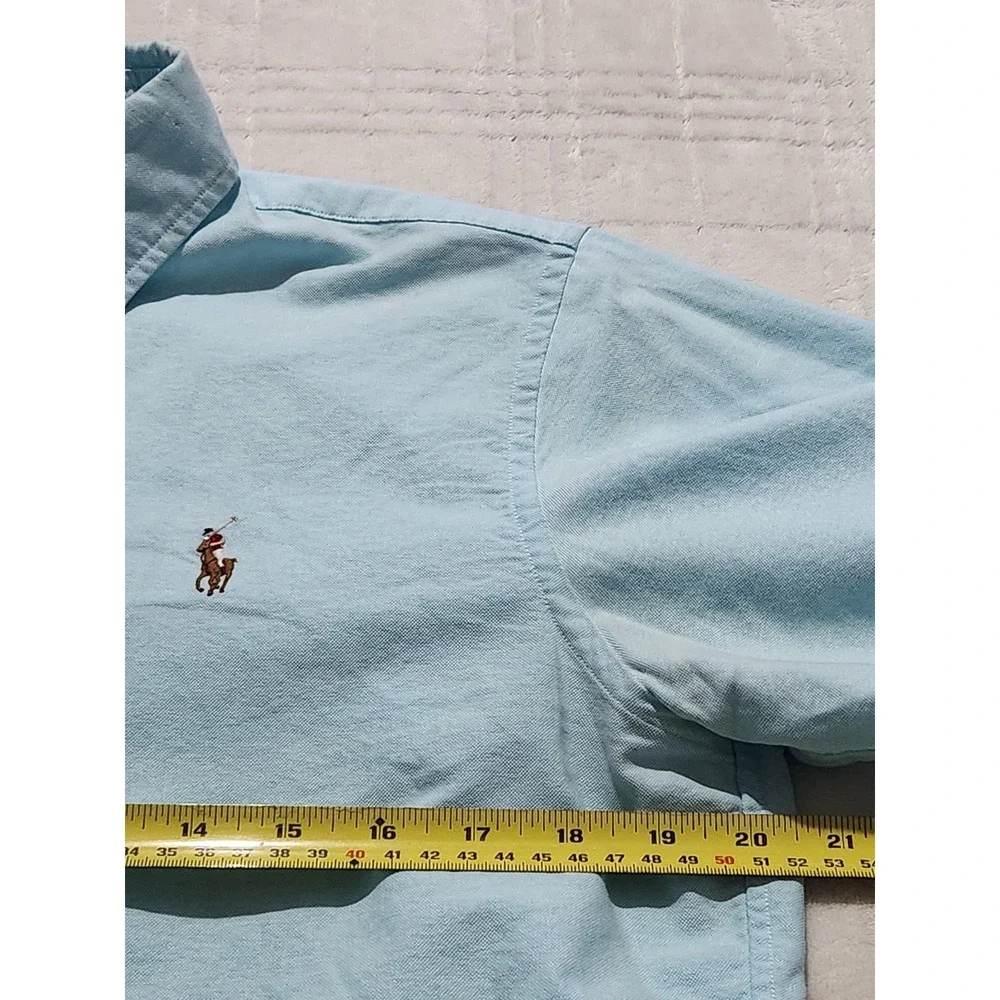 Polo Ralph Lauren Classic Fit Long Sleeve Lt. Blue Shirt Boys 10 Multicolor Pony